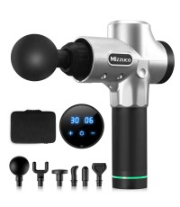 Muscle Massage Gun LCD Touch Screen,Deep Tissue Percussion Muscle Massager for Pain Relief Professional Personal Handheld 30 Speed Level Silver