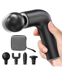 Mini Massage Gun, Muscle Massager, Convenient Handheld Deep Massage, 4 Speeds and 4 Massage Heads, Relax Muscles, Ultra-Quiet Mode Wireless Black