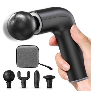 Mini Massage Gun, Muscle Massager, Convenient Handheld Deep Massage, 4 Speeds and 4 Massage Heads, Relax Muscles, Ultra-Quiet Mode Wireless Black